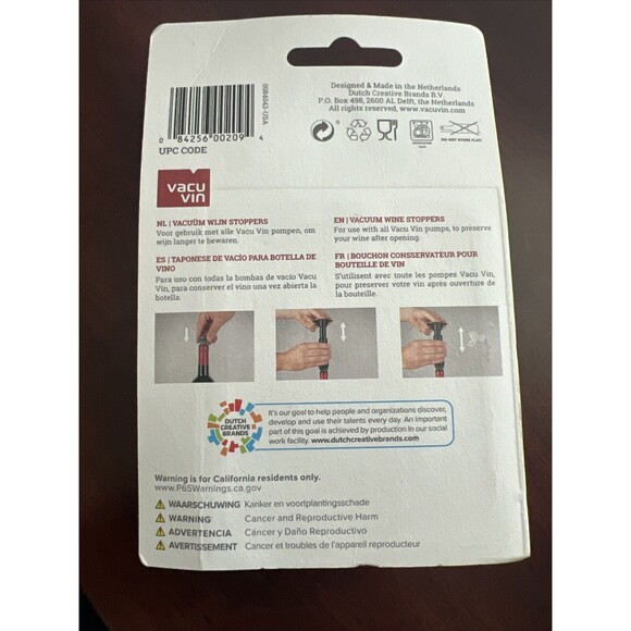 Vacu Vin Wine Saver Extra Corks 2 Pack Vacuum Pump Stoppers Original(Sealed) - Picture 2 of 2